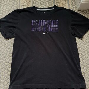 Nike Men's Black Short Sleeve Tee with Purple Dot Logo